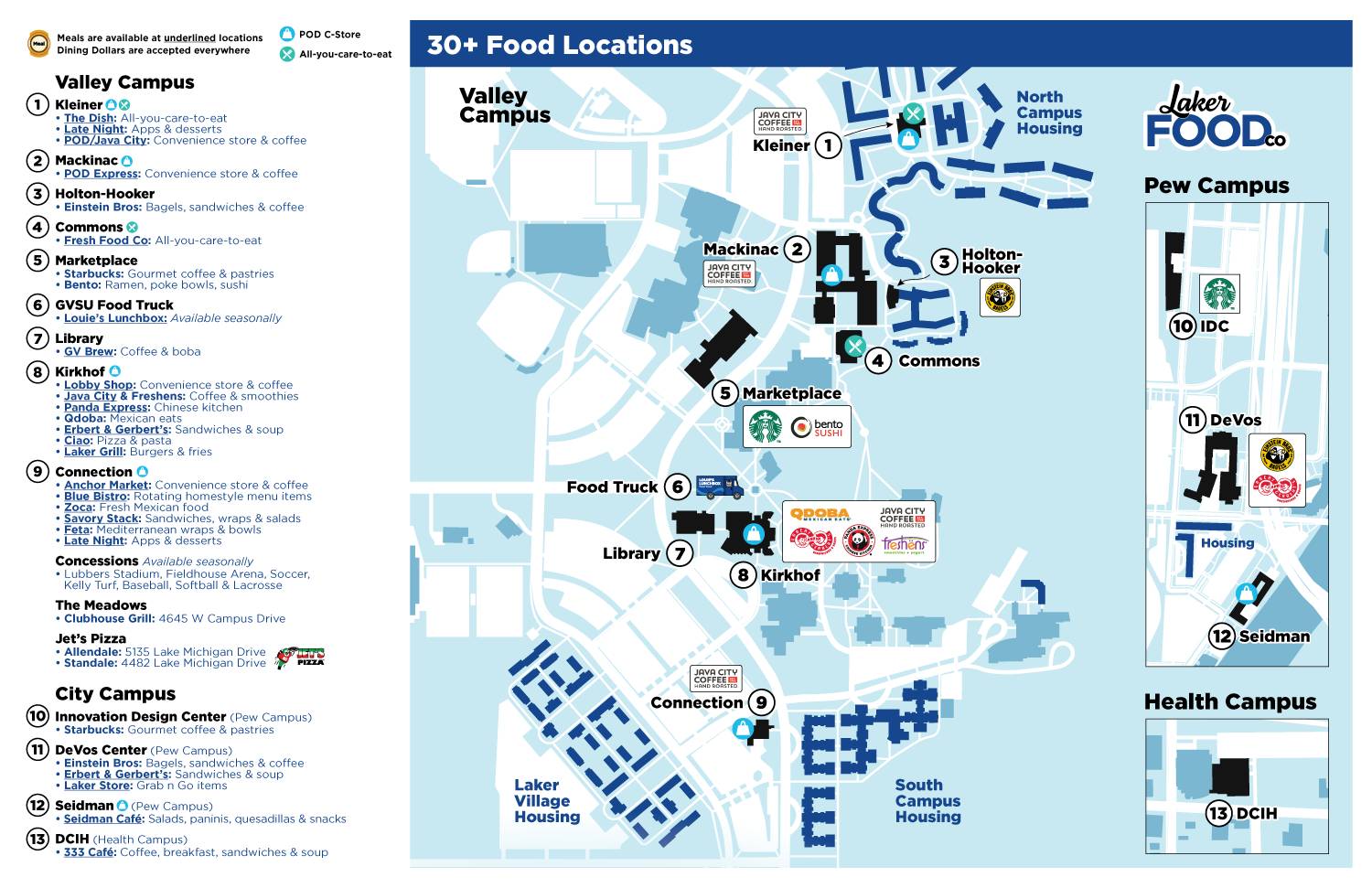 Laker Food Co. Food Locations Map